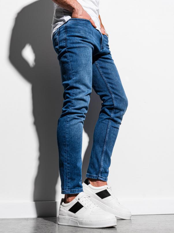 Spodnie męskie jeansowe P1007 - niebieskie - XXL Ombre Clothing